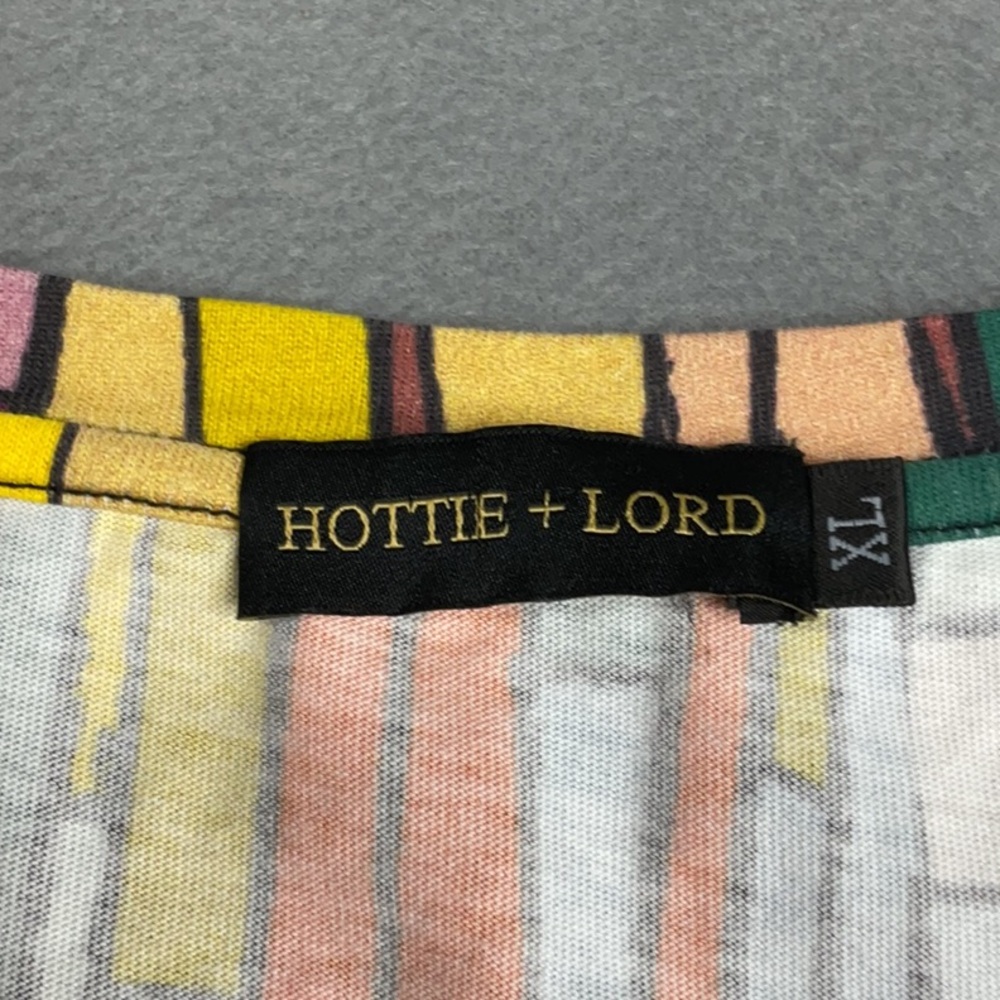 HOTTIE+LORD of Beverly Hills Puff Sleeve V-Neck Blouse – Retro Stripe Top, XL - Picture 2 of 5